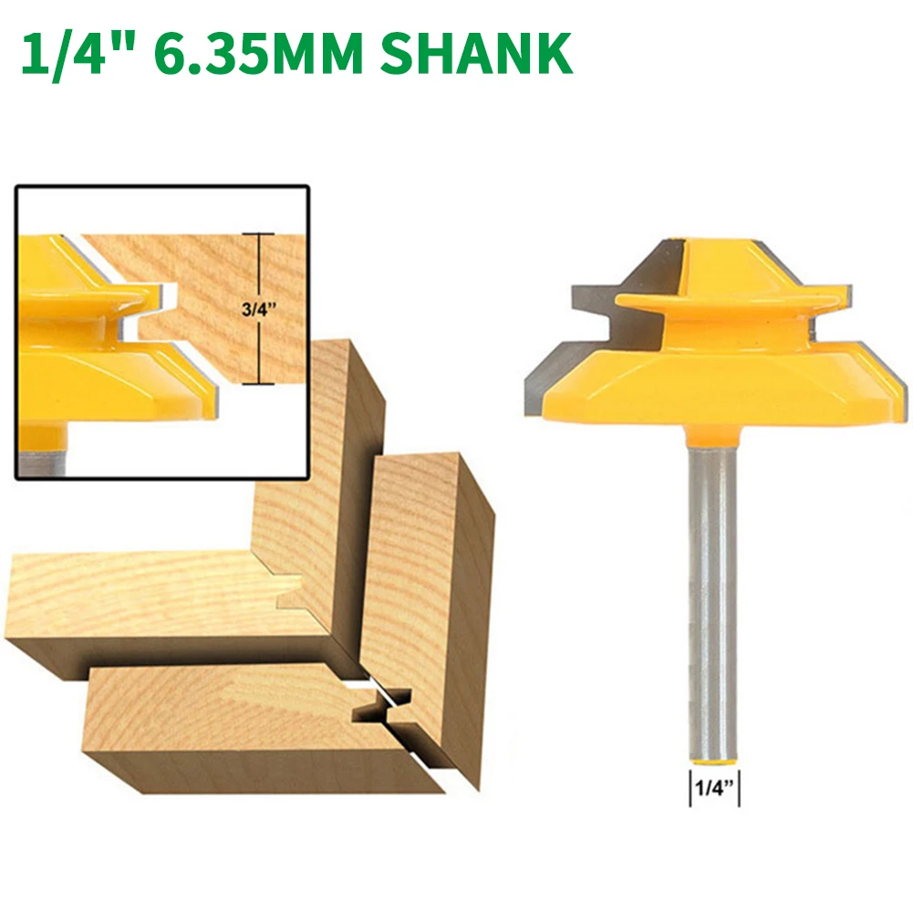 1PC 1/4" 6.35MM Shank Milling Cutter Wood Carving 45 Degree Medium Lock Miter Router Bit Wood Tenon Cutter for Woodworking Tools
1PC 1/4" 6.35MM Shank Milling Cutter Wood Carving 45 Degree Medium Lock Miter Router Bit Wood Tenon Cutter for Woodworking Tools