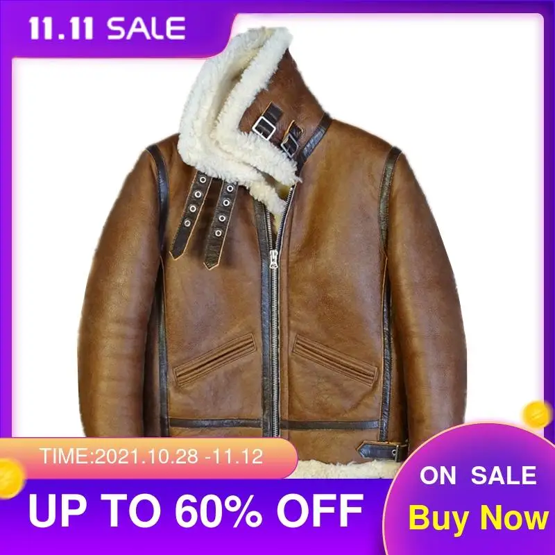 2021 Dark Brown Military Style B3 Bomber Genuine Shearling Coat Plus Size 4XL Real Natural Sheepskin Winter Thick Warm Jacket
2021 Dark Brown Military Style B3 Bomber Genuine Shearling Coat Plus Size 4XL Real Natural Sheepskin Winter Thick Warm Jacket