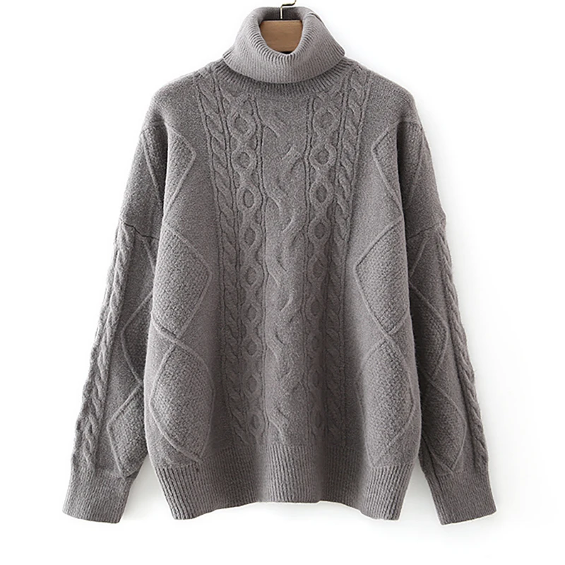 High Sense of Gray Ladies Twist Knit Turtleneck Sweater Loose Pullover Casual Women Sweater Autumn Winter New Fashion Clothing
High Sense of Gray Ladies Twist Knit Turtleneck Sweater Loose Pullover Casual Women Sweater Autumn Winter New Fashion Clothing