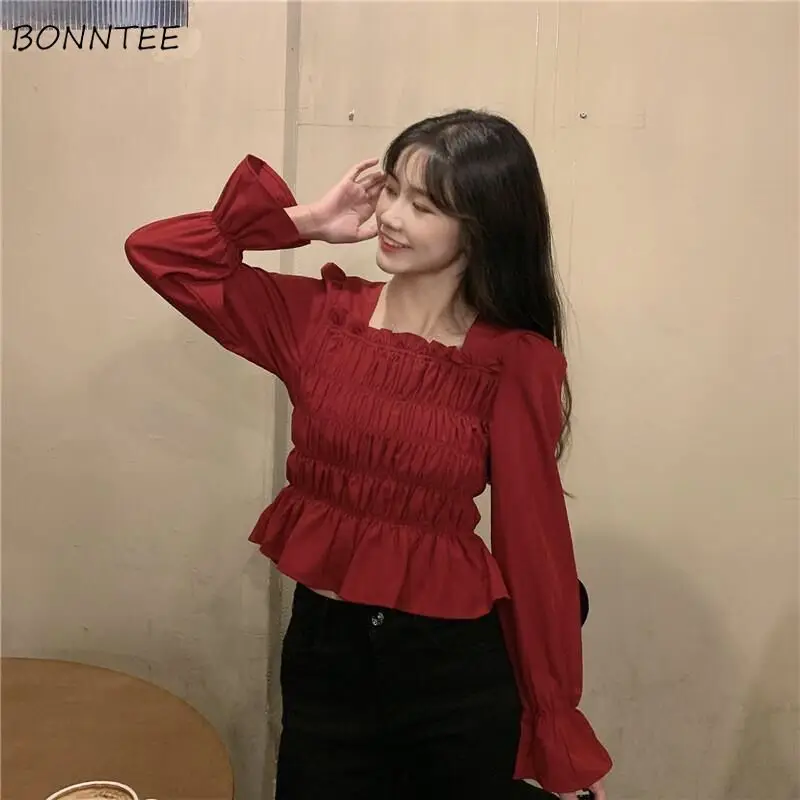 Женские рубашки с квадратным воротником и рукавом-бабочкой, однотонные плиссированные милые Модные приталенные универсальные топы для дев...
Женские рубашки с квадратным воротником и рукавом-бабочкой, однотонные плиссированные милые Модные приталенные универсальные топы для дев...