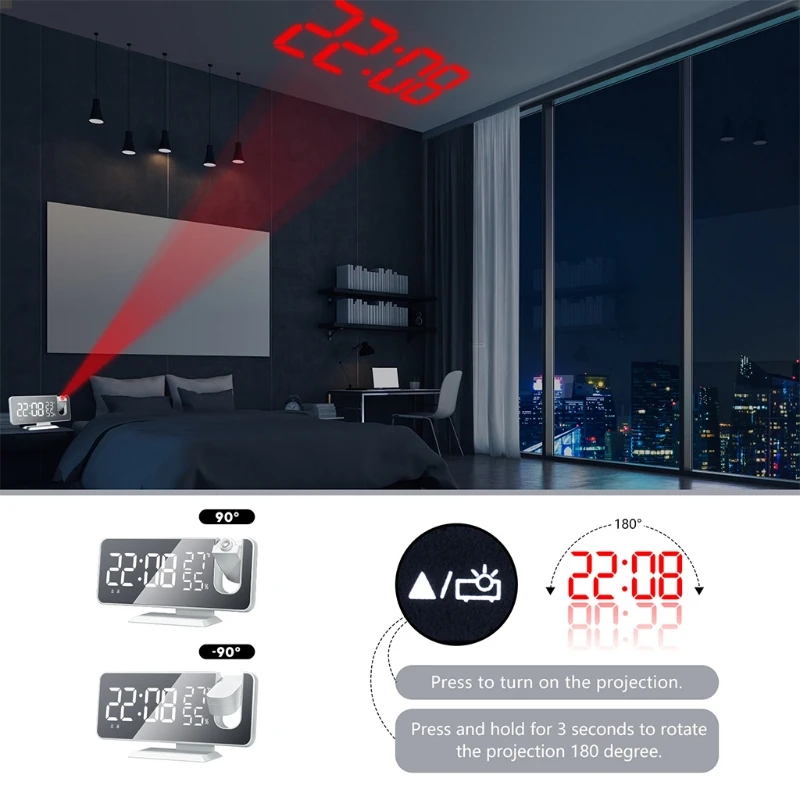 Creative Radio Projection Desktop Alarm Clock Temperature and Humidity Dual Digital Display Table Clock Timing Equipment
Creative Radio Projection Desktop Alarm Clock Temperature and Humidity Dual Digital Display Table Clock Timing Equipment