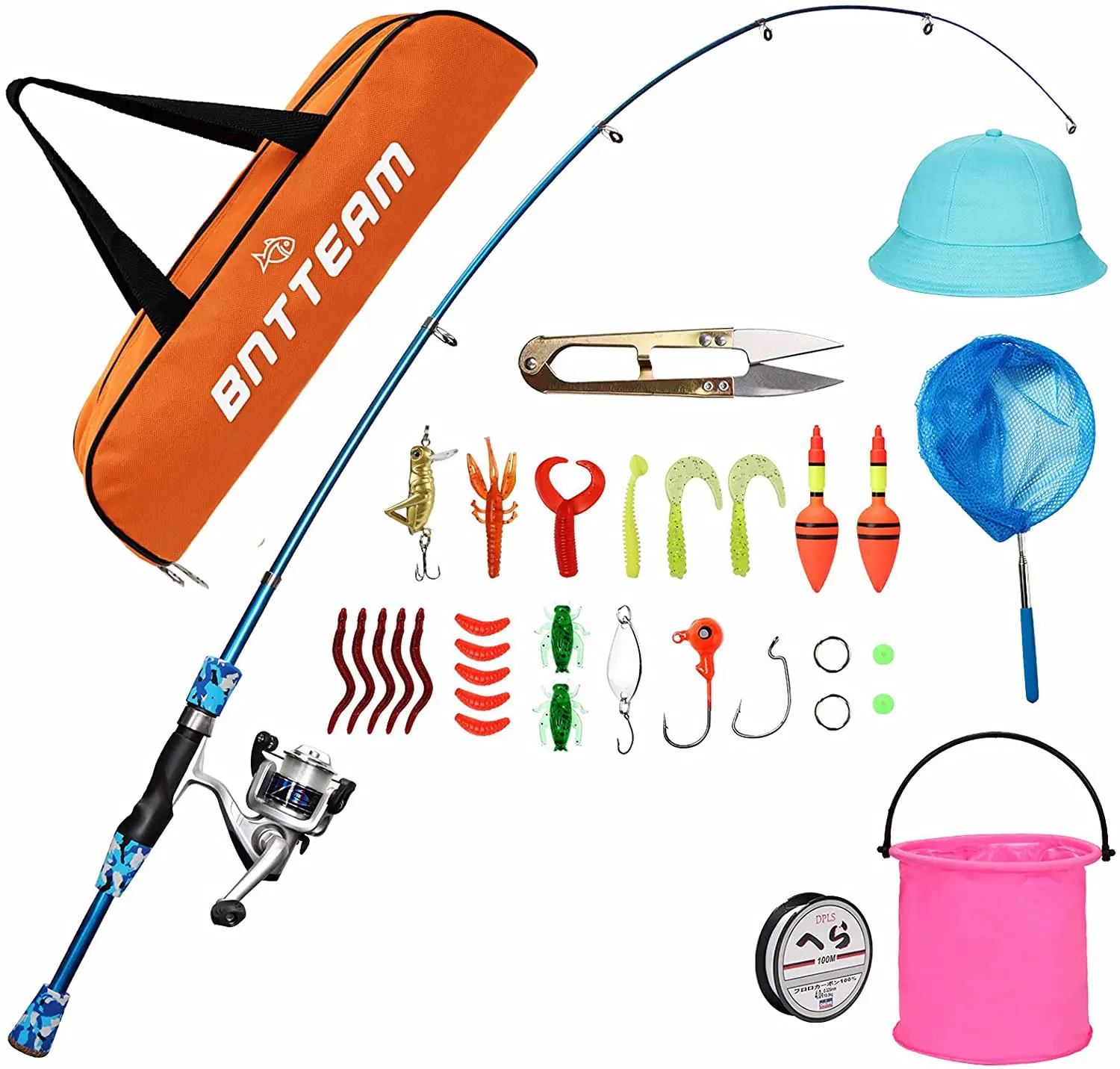 BNTTEAM Spinning Reel Rod Combos Telescopic Fishing Rod Reel Lures Hat Folding Bucket Retractable Net Line for Kids/Beginners 
BNTTEAM Spinning Reel Rod Combos Telescopic Fishing Rod Reel Lures Hat Folding Bucket Retractable Net Line for Kids/Beginners