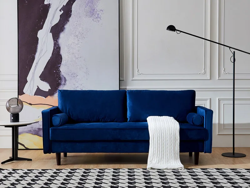 Mid-Century Modern Velvet Fabric Bench Sectional Couch Sofa 79"w Blue Solid Hardwood Frame Tapered Wood Legs For Living Room
Mid-Century Modern Velvet Fabric Bench Sectional Couch Sofa 79"w Blue Solid Hardwood Frame Tapered Wood Legs For Living Room