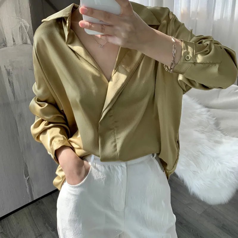 Sherhure 2020 Women Pure Color Satin Turn Down Collar Womens Tops And Blouses Long Sleeve Shirt Blusas Roupa Feminina
Sherhure 2020 Women Pure Color Satin Turn Down Collar Womens Tops And Blouses Long Sleeve Shirt Blusas Roupa Feminina