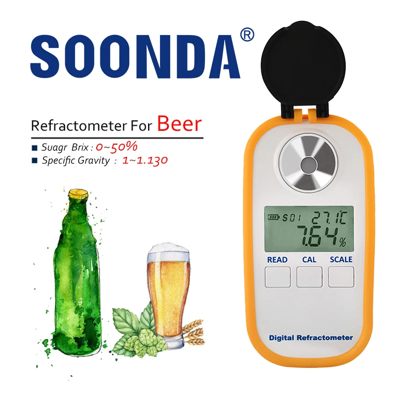 2-in-1 Beer Refractometer 0~50% Brix Wort 1~1.130 Specific Gravity Refractometer Tool Beer SG Hydrometer Brew Concentration Test
2-in-1 Beer Refractometer 0~50% Brix Wort 1~1.130 Specific Gravity Refractometer Tool Beer SG Hydrometer Brew Concentration Test