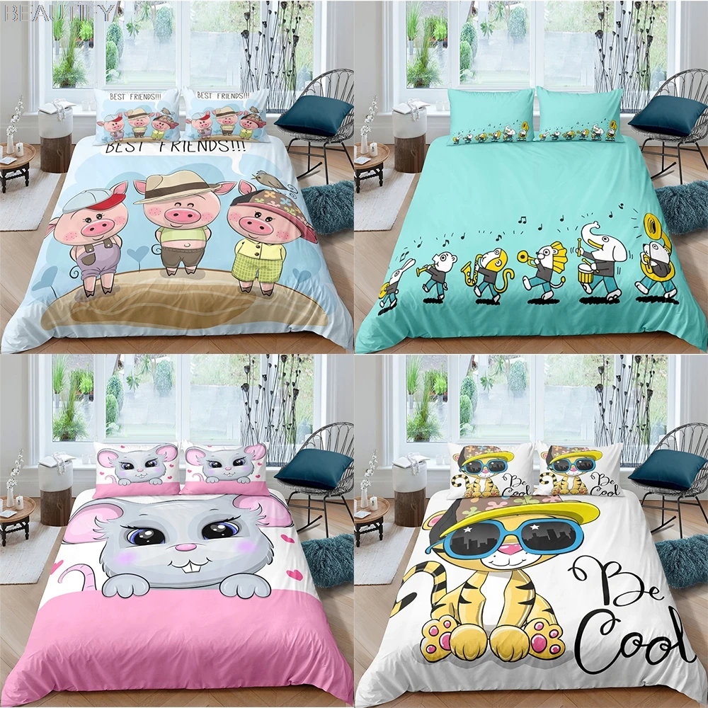 2021 Cartoon Pink Printing Pig Tiger Children/Kids Bedding Sets 100% Polyester Duvet Cover Pillowcase Queen King size Bed Set
2021 Cartoon Pink Printing Pig Tiger Children/Kids Bedding Sets 100% Polyester Duvet Cover Pillowcase Queen King size Bed Set