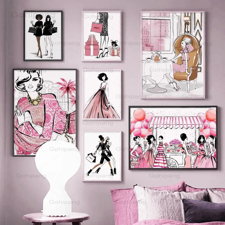 Canvas Painting Fashion Handbag Shopping Girl Party Coffee Nordic Style Posters and Prints Wall Pictures for Salon Room Decor
Canvas Painting Fashion Handbag Shopping Girl Party Coffee Nordic Style Posters and Prints Wall Pictures for Salon Room Decor