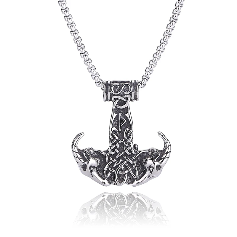 Men Punk Jewelry Stainless Steel Double Goat Head Skull Viking Pirate Amulet Pendant Necklace for Male Rock Accessories SP0867
Men Punk Jewelry Stainless Steel Double Goat Head Skull Viking Pirate Amulet Pendant Necklace for Male Rock Accessories SP0867