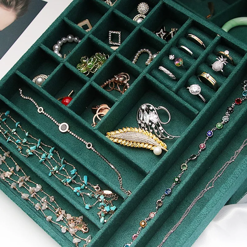 Jewelry Organizer Box with Lock, 2-Layer Jewelry Box for Women for Ring Necklace Earring Ear Stud Bracelet Brooch
Jewelry Organizer Box with Lock, 2-Layer Jewelry Box for Women for Ring Necklace Earring Ear Stud Bracelet Brooch