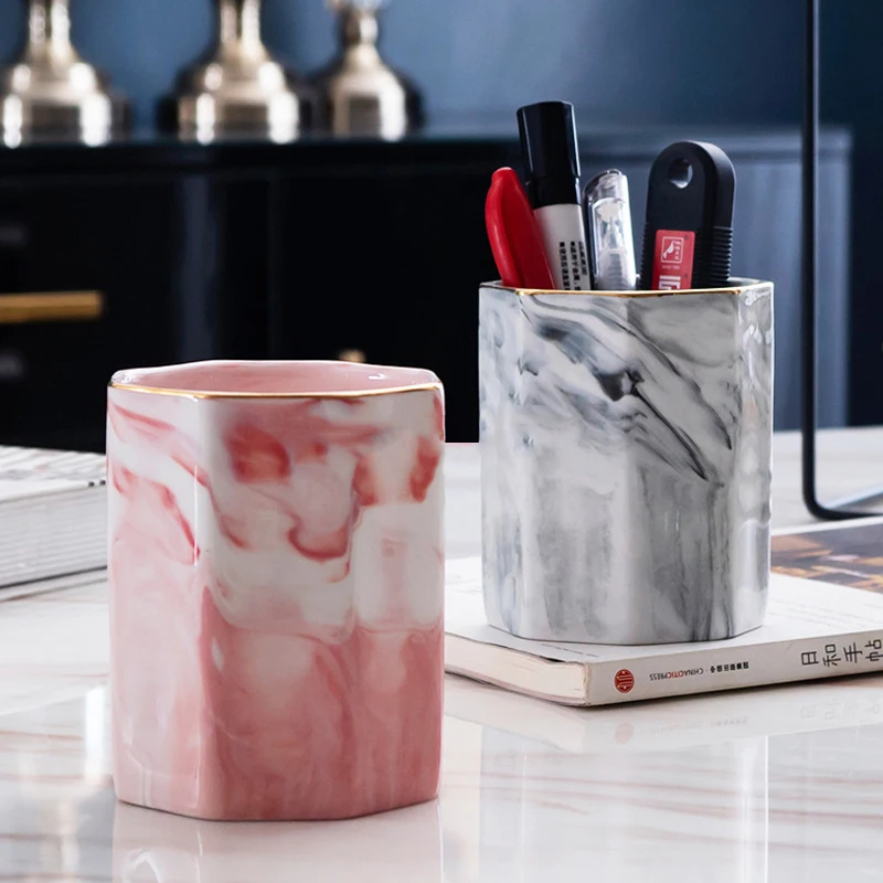 Marble Storage Pen Holder Unique Stationery Storage Box Ceramic Cosmetic Makeup Brush Storage Tube Home Office Storage Supplies
Marble Storage Pen Holder Unique Stationery Storage Box Ceramic Cosmetic Makeup Brush Storage Tube Home Office Storage Supplies