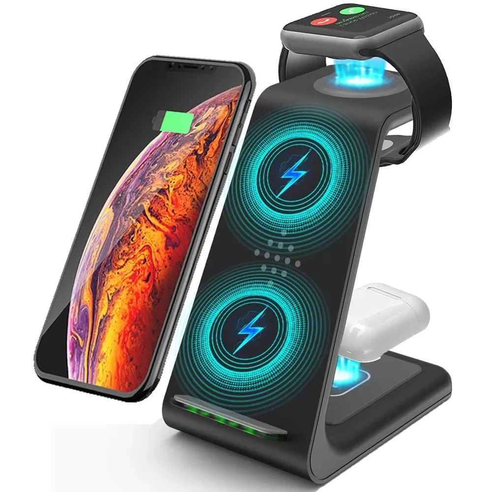 3 in 1 Wireless Charger Stand for iPhone 8/XS/11/12 Pro Fast Charging Induction Dock station for Apple Watch SE 6 5 4 3 2 AirPod
3 in 1 Wireless Charger Stand for iPhone 8/XS/11/12 Pro Fast Charging Induction Dock station for Apple Watch SE 6 5 4 3 2 AirPod