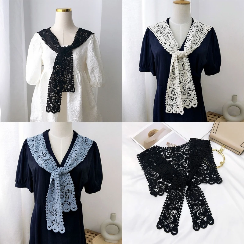 Women Hollow Out Floral Lace Big Shawl Wrap Fake Collar Crochet Tie Knot Front Cotton Scarf Decorative Short Poncho Cape
Women Hollow Out Floral Lace Big Shawl Wrap Fake Collar Crochet Tie Knot Front Cotton Scarf Decorative Short Poncho Cape