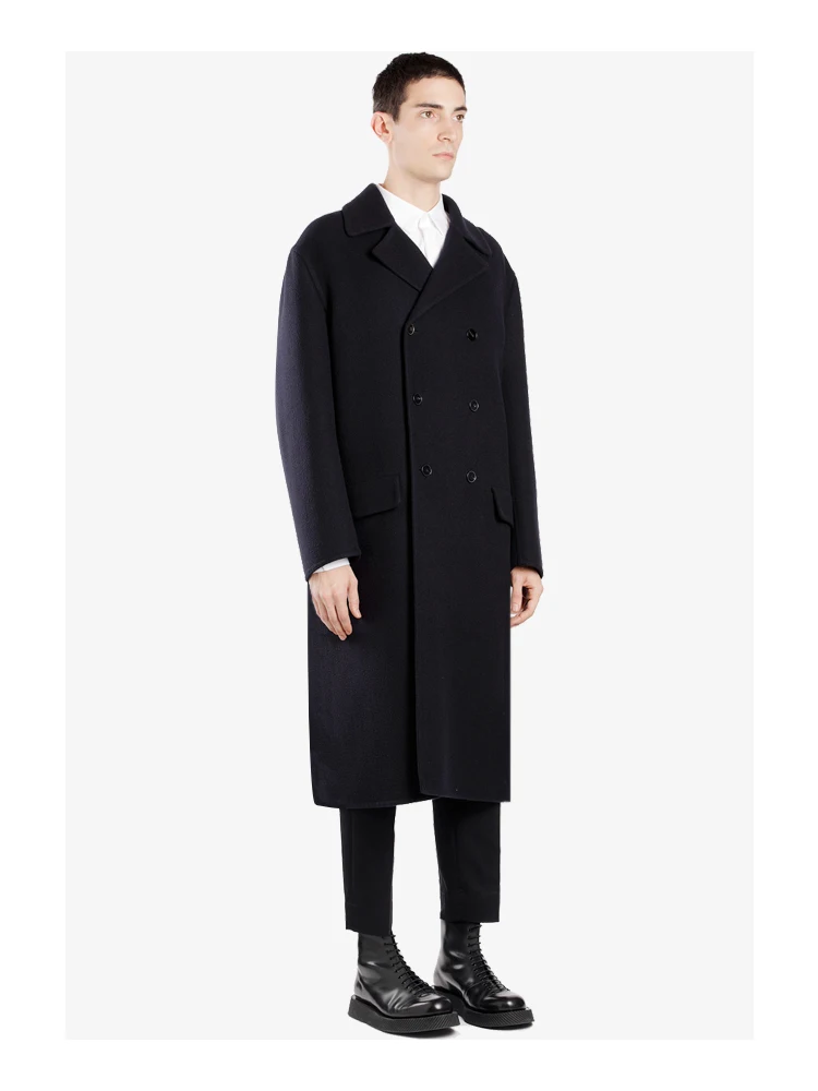 Мужское шерстяное пальто, черное двубортное Свободное пальто средней длины с лацканами, модный тренд для осени и зимы
Мужское шерстяное пальто, черное двубортное Свободное пальто средней длины с лацканами, модный тренд для осени и зимы
