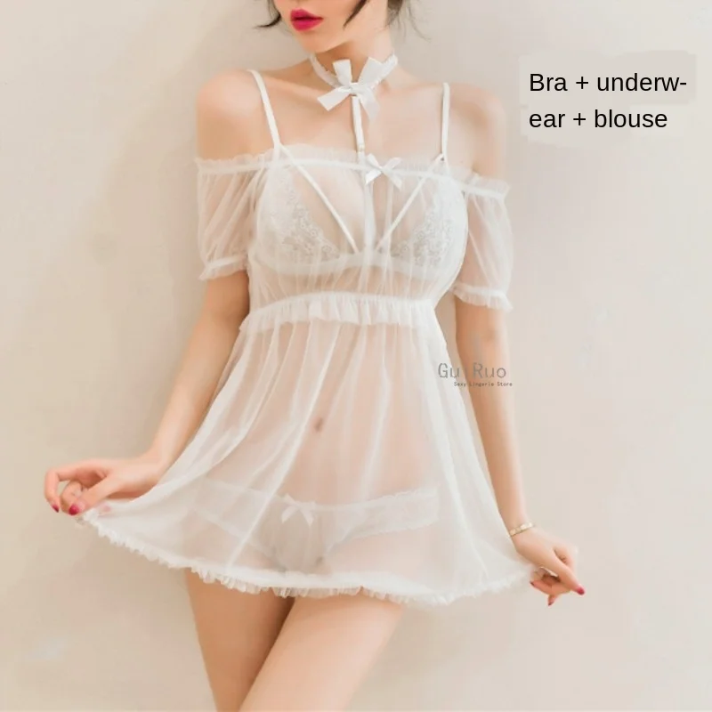 Sexy Maid Anime Cosplay Lingerie Underwear Mesh Perspective Lace Mesh Hanging Neck Bra Puff Sleeve Tops and Shorts Dropshipping
Sexy Maid Anime Cosplay Lingerie Underwear Mesh Perspective Lace Mesh Hanging Neck Bra Puff Sleeve Tops and Shorts Dropshipping