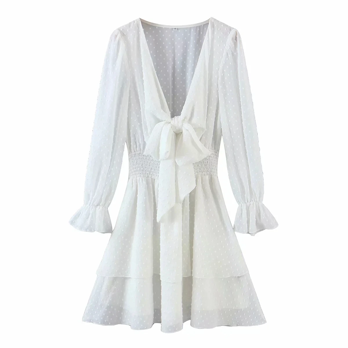 BBWM Elegant White Bowknot Ruffle Waist Elasticity Dress Lantern Long Sleeve Mini Women V Neck Casual
BBWM Elegant White Bowknot Ruffle Waist Elasticity Dress Lantern Long Sleeve Mini Women V Neck Casual