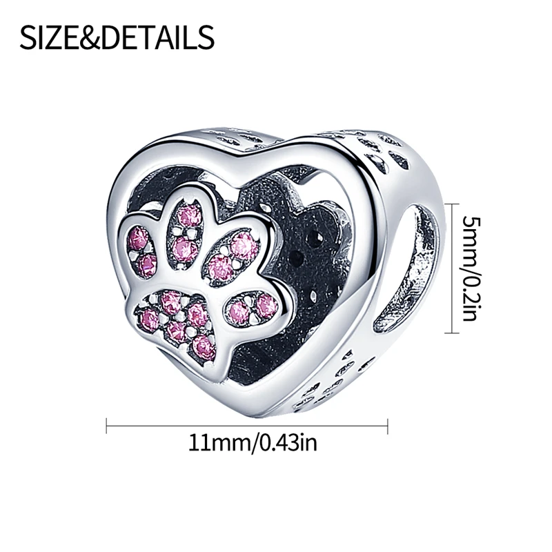 100% Real 925 Sterling Silver Heart-Shaped Cat Paw Print Fit Original Pandora Bracelet&Bangle Making Fashion DIY Jewelry
100% Real 925 Sterling Silver Heart-Shaped Cat Paw Print Fit Original Pandora Bracelet&Bangle Making Fashion DIY Jewelry