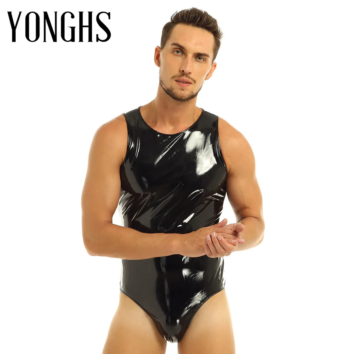 Mens Lingerie Bodysuit Wetlook Patent Leather One-piece Clubwear Sleeveless Leotard Back with Zipper Crotch Bodysuit Jumpsuit
Mens Lingerie Bodysuit Wetlook Patent Leather One-piece Clubwear Sleeveless Leotard Back with Zipper Crotch Bodysuit Jumpsuit