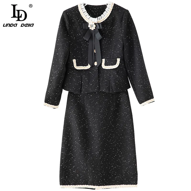 LD LINDA DELLA 2021 Fashion Autumn Winter Women Tweed short coat and Black Mini Skirts 2 Two piece Sets Suits
LD LINDA DELLA 2021 Fashion Autumn Winter Women Tweed short coat and Black Mini Skirts 2 Two piece Sets Suits