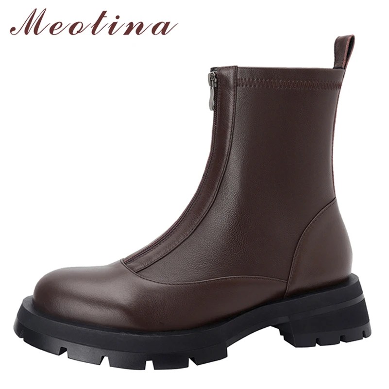 Женские ботильоны с круглым носком Meotina, ботинки из натуральной кожи на платформе, на толстом среднем каблуке, на молнии, Осень-зима, 40
Женские ботильоны с круглым носком Meotina, ботинки из натуральной кожи на платформе, на толстом среднем каблуке, на молнии, Осень-зима, 40