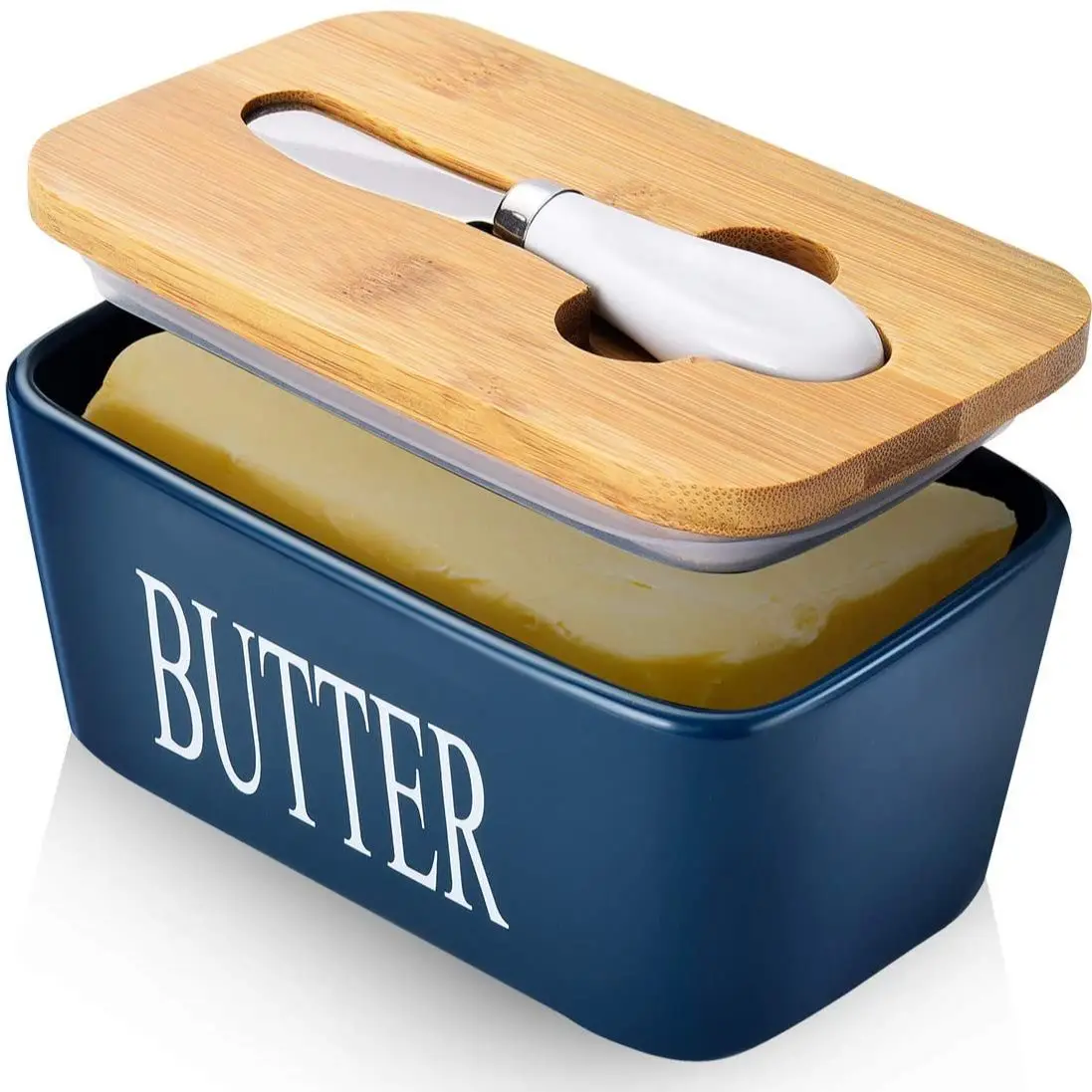 Large Butter Dish with Lid Ceramics Butter Keeper Container with Knife and Stainless Steel High- quality Silicone Sealing Butter
Large Butter Dish with Lid Ceramics Butter Keeper Container with Knife and Stainless Steel High- quality Silicone Sealing Butter