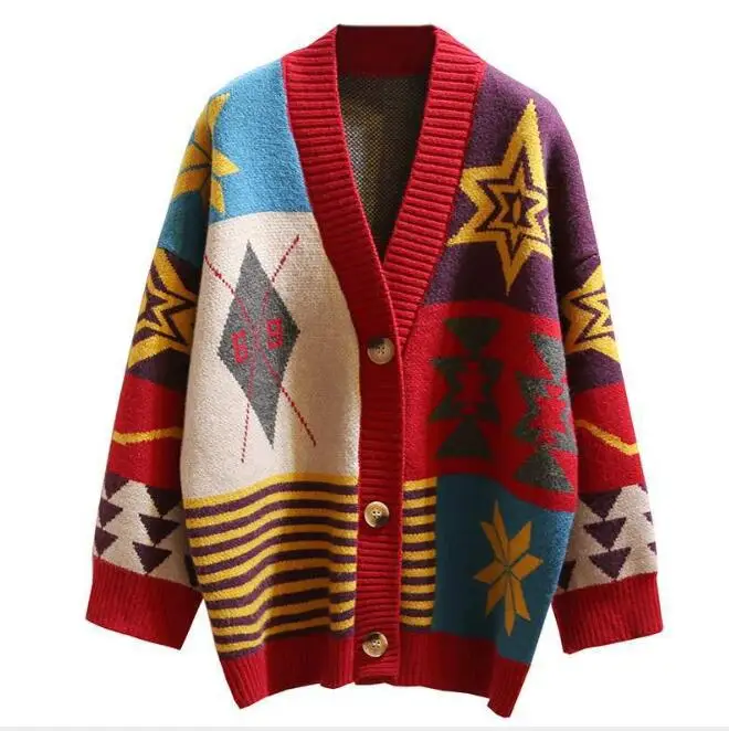 Sweater loose 2021 new fashion autumn thickening V-neck single-breasted female printed knit cardigan student jacket coat
Sweater loose 2021 new fashion autumn thickening V-neck single-breasted female printed knit cardigan student jacket coat
