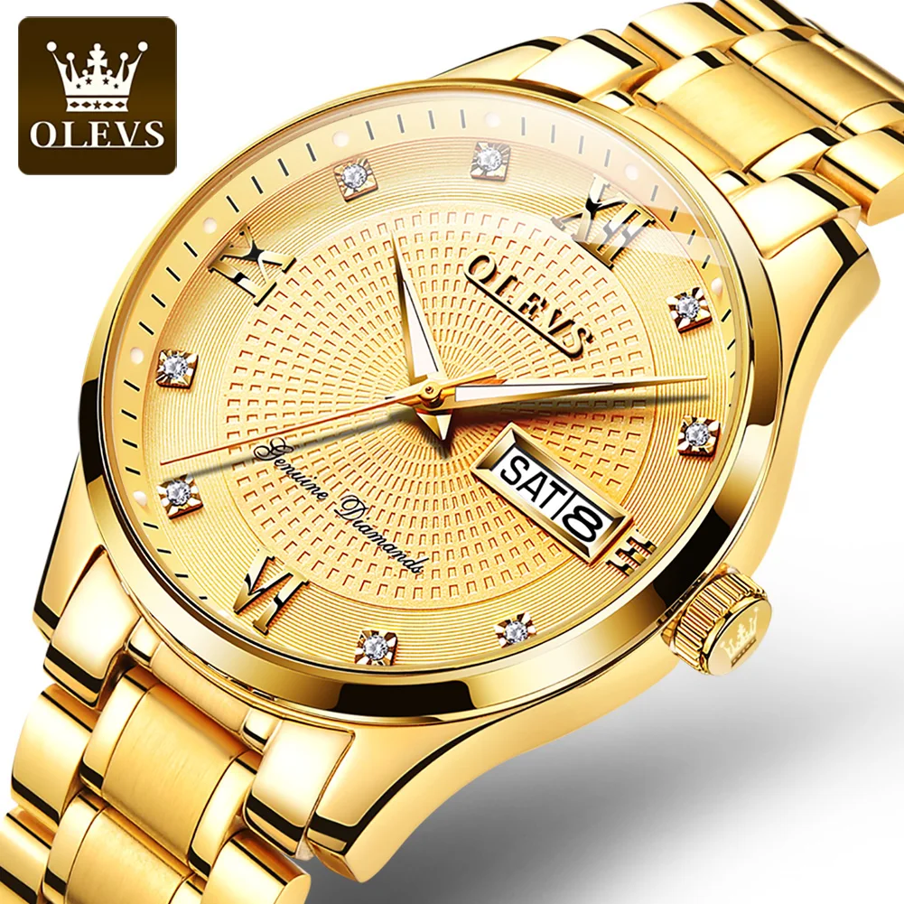

Мужские автоматические механические часы OLEVS, модные золотые наручные часы из нержавеющей стали, мужские часы, роскошные часы ведущей марки