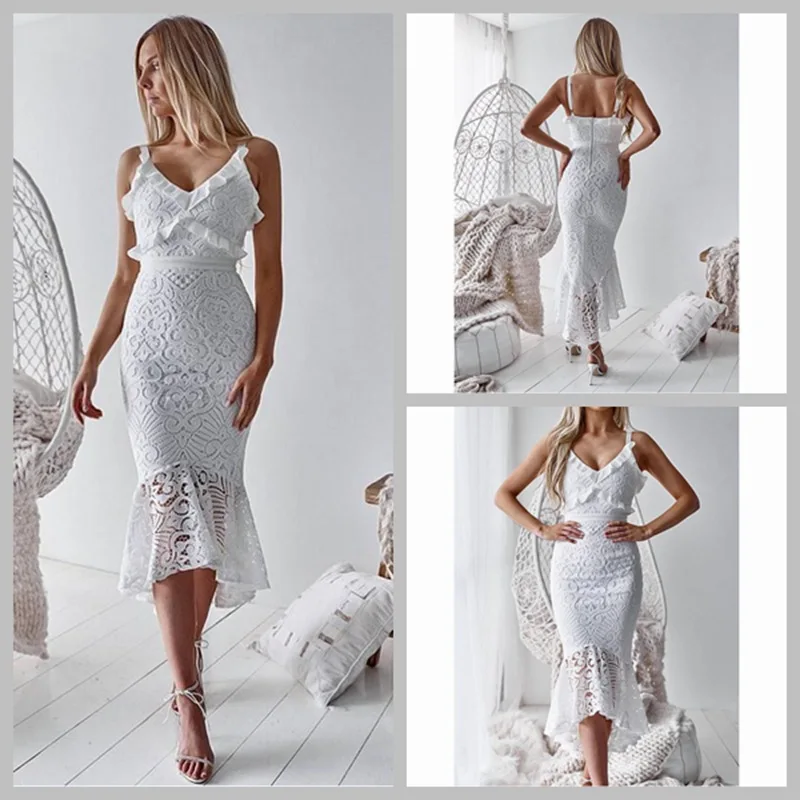 2021 Women Summer Dress Sexy Casual Lace Dresses Fashion Midi Plus Size White Bodycon Dress 
2021 Women Summer Dress Sexy Casual Lace Dresses Fashion Midi Plus Size White Bodycon Dress