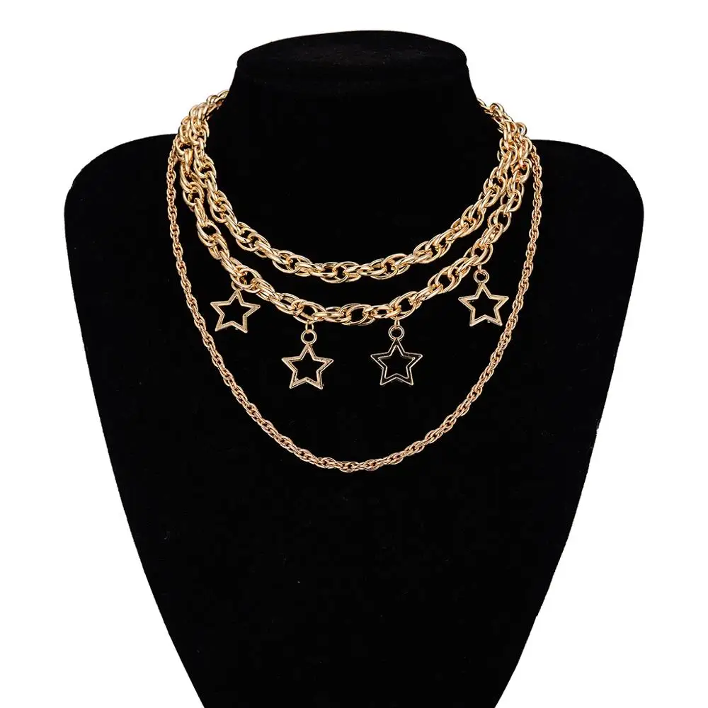 Punk Hyperbole Curb Cuban Miami Chunky Twist Chain Multi Layer Necklace for Women Steampunk Hip Hop Star Pendant Necklace
Punk Hyperbole Curb Cuban Miami Chunky Twist Chain Multi Layer Necklace for Women Steampunk Hip Hop Star Pendant Necklace