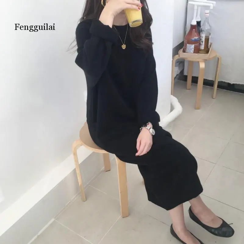 Women Autumn Winter Long Sleeve Long Dress Sweater Warm Woman Pullover Knitted Casual Solid Loose Dress Plus Size Dress Woman 
Women Autumn Winter Long Sleeve Long Dress Sweater Warm Woman Pullover Knitted Casual Solid Loose Dress Plus Size Dress Woman