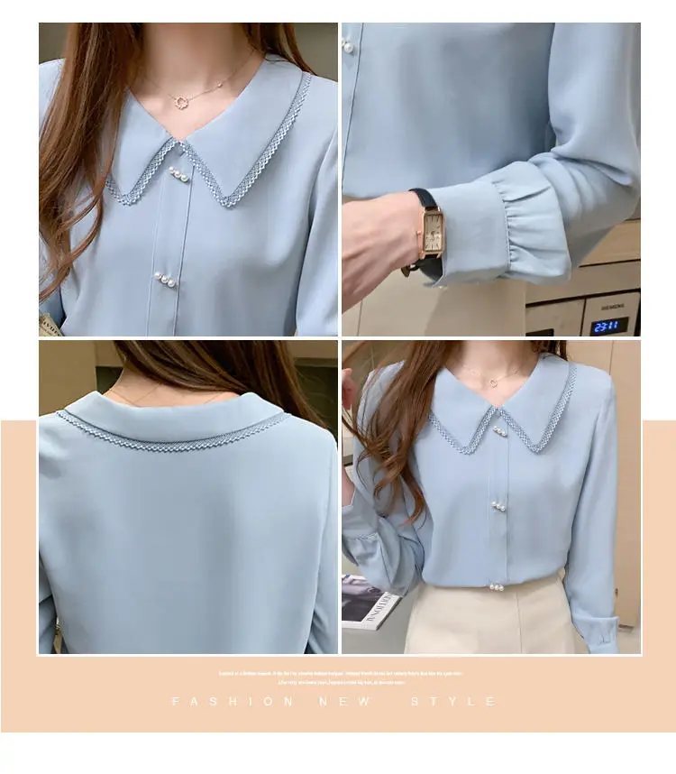 New 2021 Spring Autumn Fashion Chiffon Shirt Cute Blouse Women Bastic Office Ladies Long Sleeve Female Sexy Shirts Blue White
New 2021 Spring Autumn Fashion Chiffon Shirt Cute Blouse Women Bastic Office Ladies Long Sleeve Female Sexy Shirts Blue White