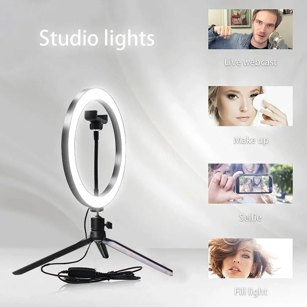 W/Tripod Ring Fill Light LED Ring Light Video Light Lamp Stand Makeup Three-Speed 2 in 1 Photography Selfie Universal Dimmable
W/Tripod Ring Fill Light LED Ring Light Video Light Lamp Stand Makeup Three-Speed 2 in 1 Photography Selfie Universal Dimmable