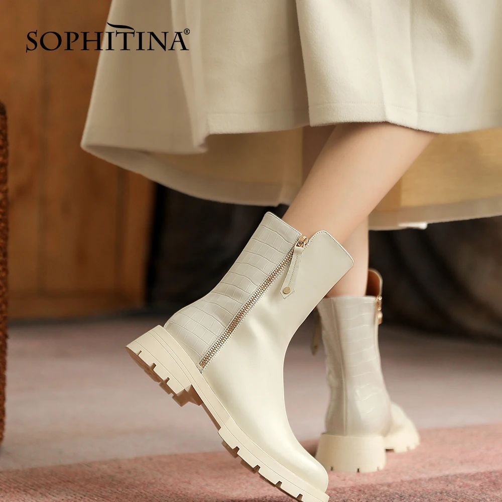 SOPHITINA Women Ankle Boots Fashion Platform Non-Slip Genuine Leather Shoes Stone Pattern Zipper All-Match Trend Lady Boots YO82
SOPHITINA Women Ankle Boots Fashion Platform Non-Slip Genuine Leather Shoes Stone Pattern Zipper All-Match Trend Lady Boots YO82