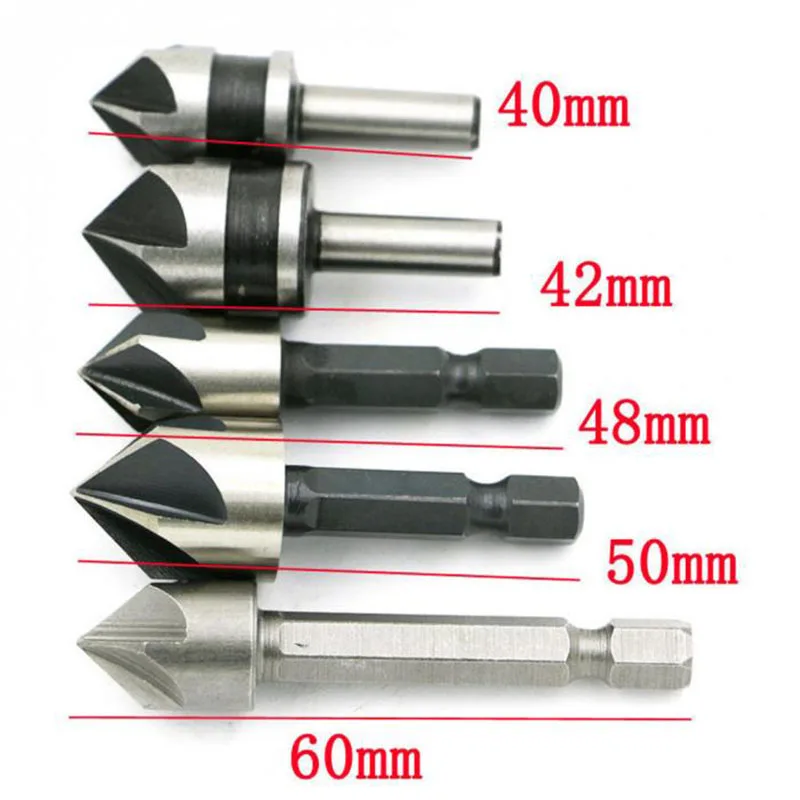 5 Flute HSS Chamfer Cutter Mill 5 Pcs 82 Degree Drill Set End Mill Drill Milling Cutting Tool Set Wood Chamfering Cutter
5 Flute HSS Chamfer Cutter Mill 5 Pcs 82 Degree Drill Set End Mill Drill Milling Cutting Tool Set Wood Chamfering Cutter
