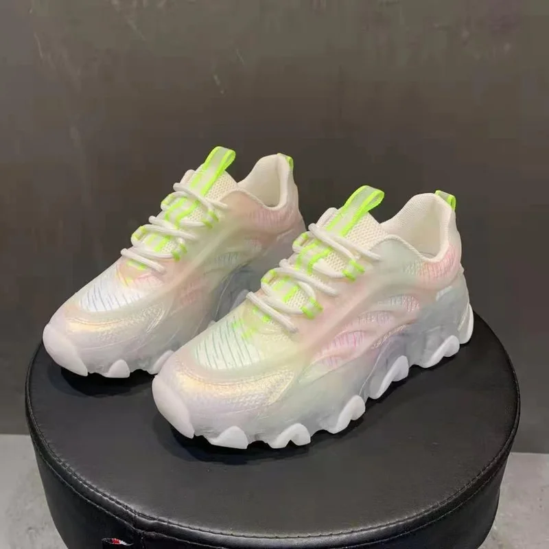 Sneakers Woman Platform Shoes 2021 Fashion Fluorescence Thick Bottom Jelly Sole Basket Femme Breathable Chunky Sneakers Women
Sneakers Woman Platform Shoes 2021 Fashion Fluorescence Thick Bottom Jelly Sole Basket Femme Breathable Chunky Sneakers Women