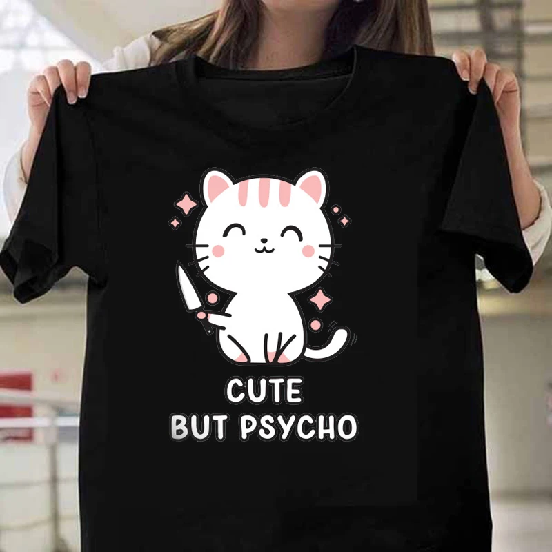 CAT Cute But Psycho T Shirt Women Harajuku Black Tops Women Summer Funny T-shirts Aesthetic Oversized Female Tshirt Tops Mujer
CAT Cute But Psycho T Shirt Women Harajuku Black Tops Women Summer Funny T-shirts Aesthetic Oversized Female Tshirt Tops Mujer