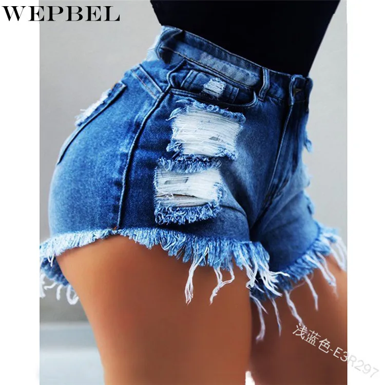 WEPBEL Summer Fashion Tassel Denim Shorts Women's Casual High Waist Hole Distressed Pocket Solid Color Straight Short Jeans
WEPBEL Summer Fashion Tassel Denim Shorts Women's Casual High Waist Hole Distressed Pocket Solid Color Straight Short Jeans