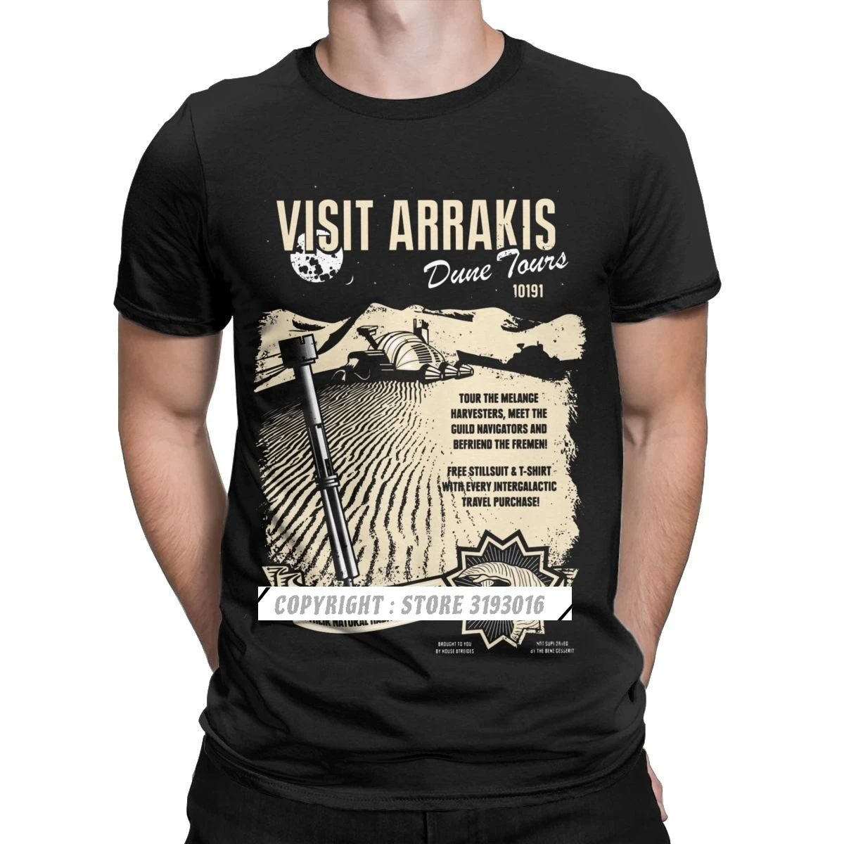 

Printed Visit Arrakis Cotton Fashion Tshirt Herbert Frank Sandworm Science Fiction T Shirt Christmas Streetwear