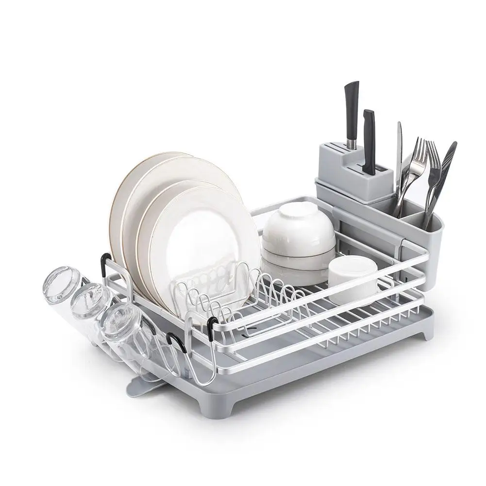 Kitchen Dish Drainer Rack Aluminum Alloy Dish Plate Storage Tray Dinnerware Bowls Drying Shelf Knife Cutter Holder Organizer
Kitchen Dish Drainer Rack Aluminum Alloy Dish Plate Storage Tray Dinnerware Bowls Drying Shelf Knife Cutter Holder Organizer