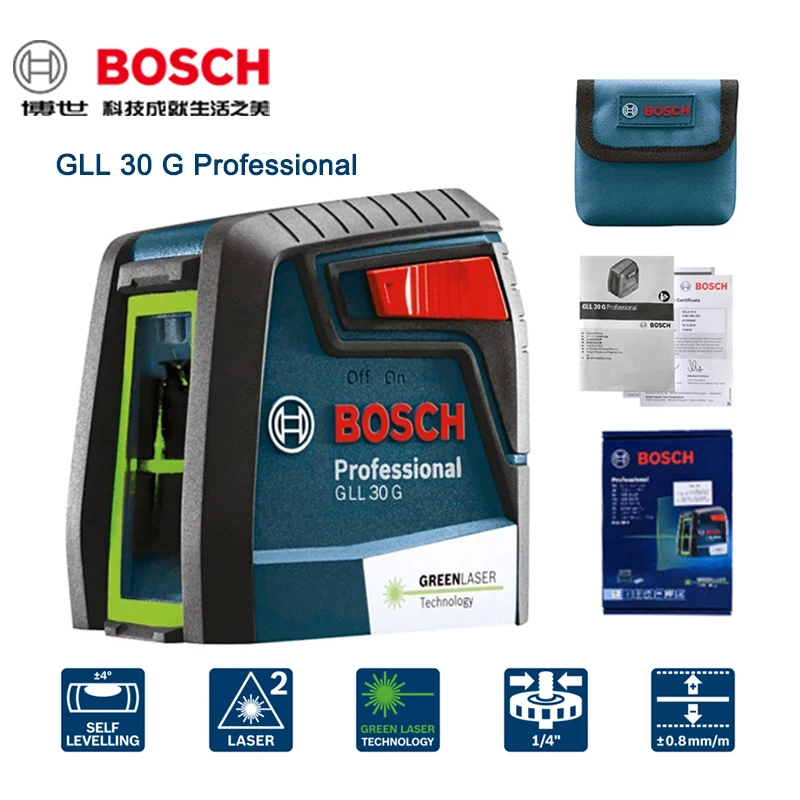 Bosch GLL30G Professional Laser Level High Precision Green Light Two-Line Horizontal And Vertical Laser Level Construction Tools
Bosch GLL30G Professional Laser Level High Precision Green Light Two-Line Horizontal And Vertical Laser Level Construction Tools