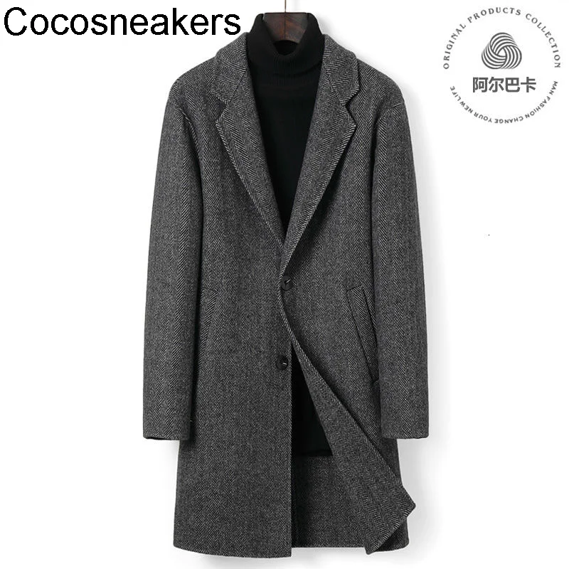 

Мужское двухстороннее шерстяное пальто, длинное кашемировое пальто в деловом стиле на осень и зиму