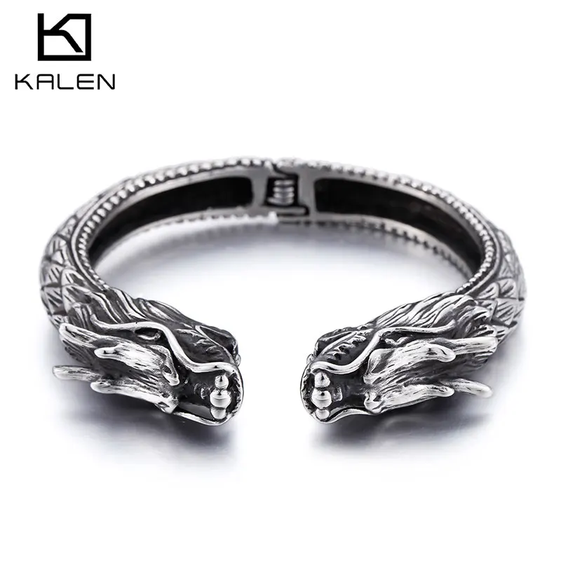Kalen Double-Headed Dragon Carved Exquisite Open Bangles Stainless Steel Men's Bracelet Jewelry
Kalen Double-Headed Dragon Carved Exquisite Open Bangles Stainless Steel Men's Bracelet Jewelry