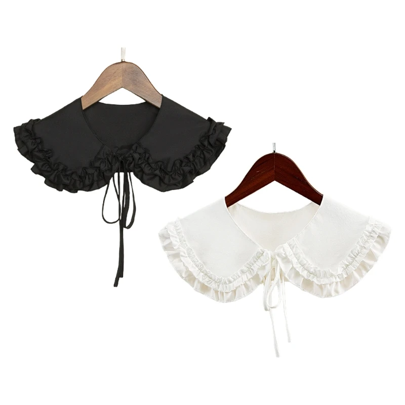 Women Girls Detachable False Collar Double Layer Ruffle Doll Lapel Necklace Choker Japanese Lolita Big Shawl Lace-Up Shrug G5AE
Women Girls Detachable False Collar Double Layer Ruffle Doll Lapel Necklace Choker Japanese Lolita Big Shawl Lace-Up Shrug G5AE