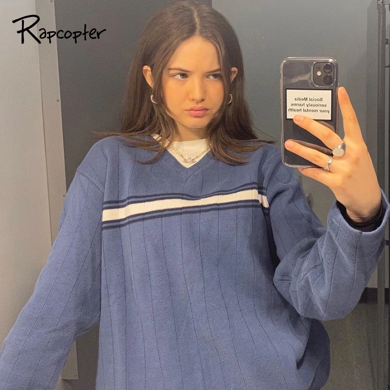 Rapcopter Striped Printed Sweaters Women Y2K Long Sleeve Pullovers Vintage Knitted Jumper V Neck Knitwear Autumn Winter Tops New
Rapcopter Striped Printed Sweaters Women Y2K Long Sleeve Pullovers Vintage Knitted Jumper V Neck Knitwear Autumn Winter Tops New