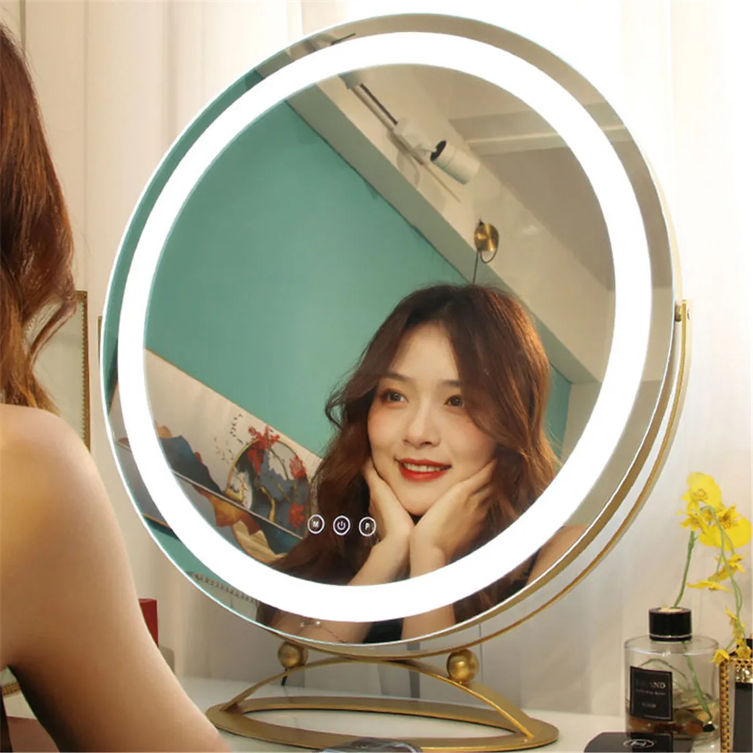 Gold LED Touch Sensor Makeup Mirror Light, Black White Dimmable Led Dressing Table Lighting 3 Colors Vanity Mirror with Lights
Gold LED Touch Sensor Makeup Mirror Light, Black White Dimmable Led Dressing Table Lighting 3 Colors Vanity Mirror with Lights