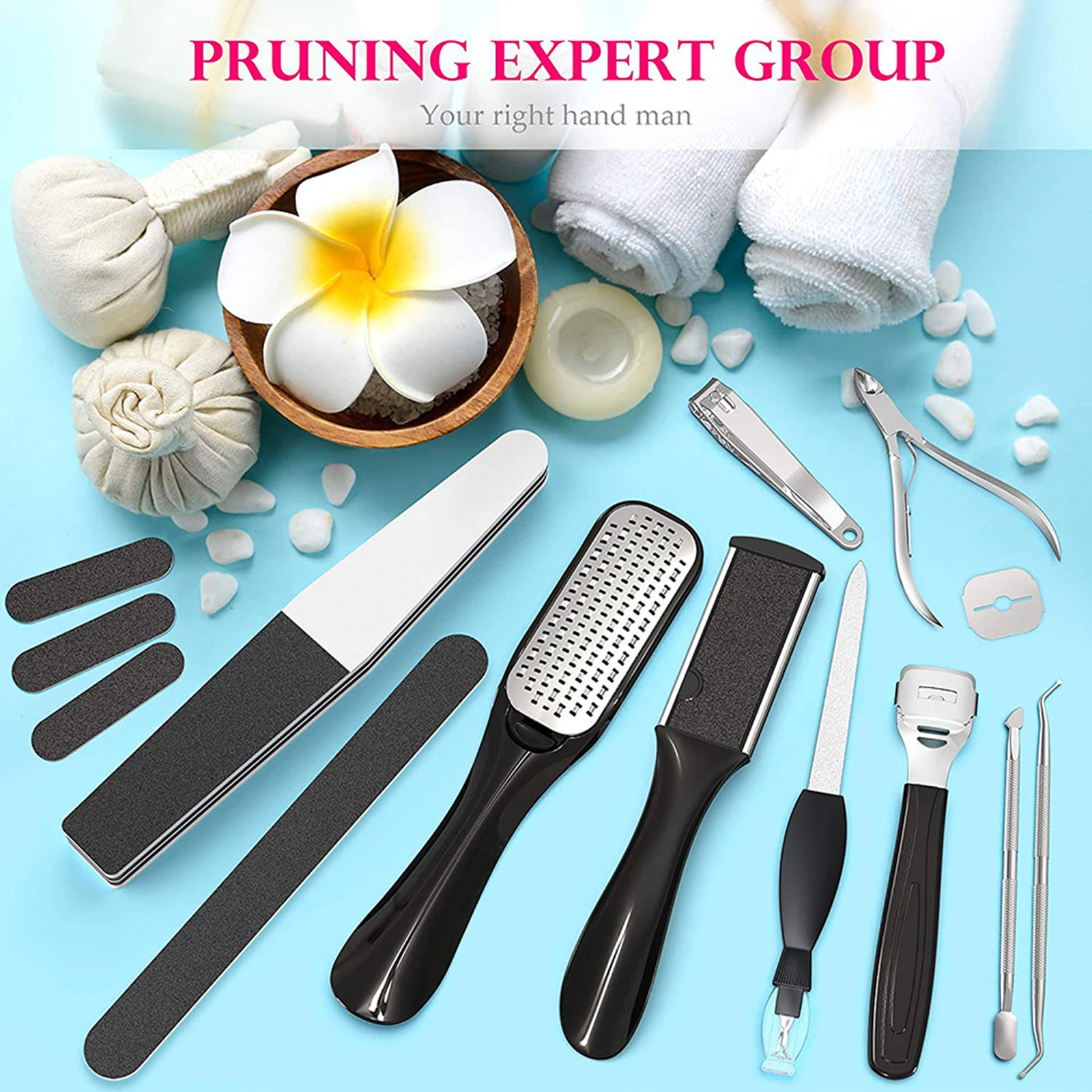 15 in 1 Professional Foot Care Kit Pedicure Tools Set Stainless Steel Foot Rasp Foot Dead Skin Remover Clean Toenail Care Kit
15 in 1 Professional Foot Care Kit Pedicure Tools Set Stainless Steel Foot Rasp Foot Dead Skin Remover Clean Toenail Care Kit