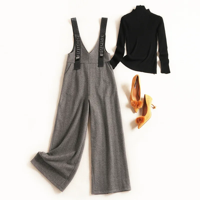 Long Sleeve Basic Knitted Sweater and Woolen Overalls Pants Suit 2 Piece Set Women Spring Autumn Outfits Office Lady Twinset
Long Sleeve Basic Knitted Sweater and Woolen Overalls Pants Suit 2 Piece Set Women Spring Autumn Outfits Office Lady Twinset
