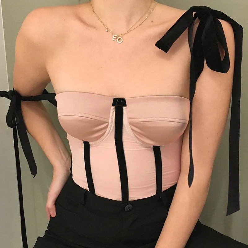 Womens Tops Tank Top Bow Short Camis Solid Contrasting One-line Neck Strap Halter Slim Vest Office Lady Clothes Sexy Streetwear
Womens Tops Tank Top Bow Short Camis Solid Contrasting One-line Neck Strap Halter Slim Vest Office Lady Clothes Sexy Streetwear