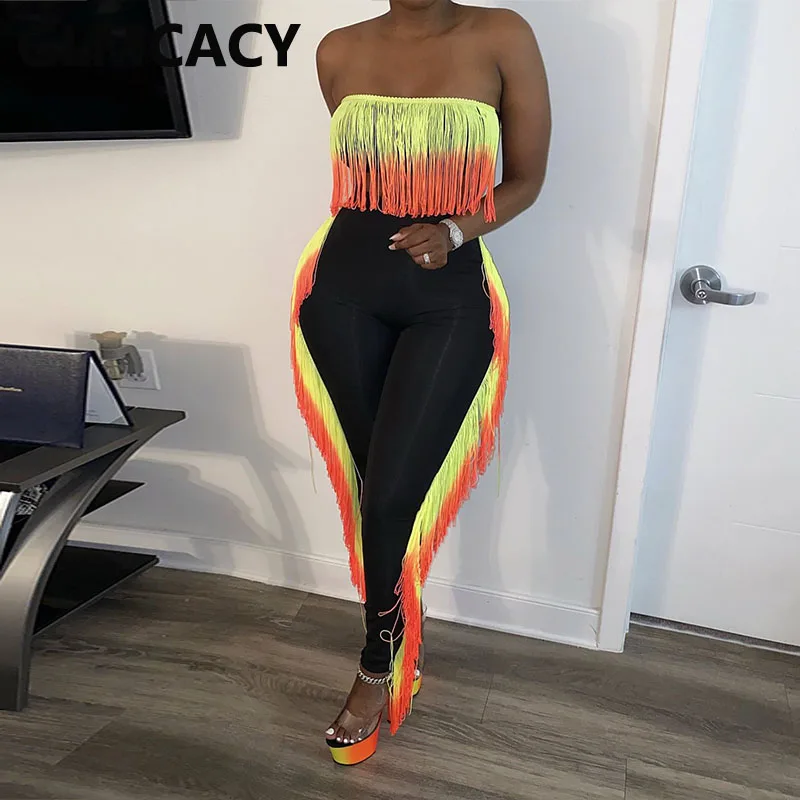 Women Tassels Detail Tube Top and Skinny Pants Set Sexy Summer Two Piece Sexy Suits
Women Tassels Detail Tube Top and Skinny Pants Set Sexy Summer Two Piece Sexy Suits
