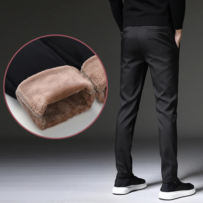 2022 New Mens Winter Fleece Warm Pants Men Korean Casual Slacks Slim Warm Thick Pants for men fashion Black Gray Trousers Male
2022 New Mens Winter Fleece Warm Pants Men Korean Casual Slacks Slim Warm Thick Pants for men fashion Black Gray Trousers Male