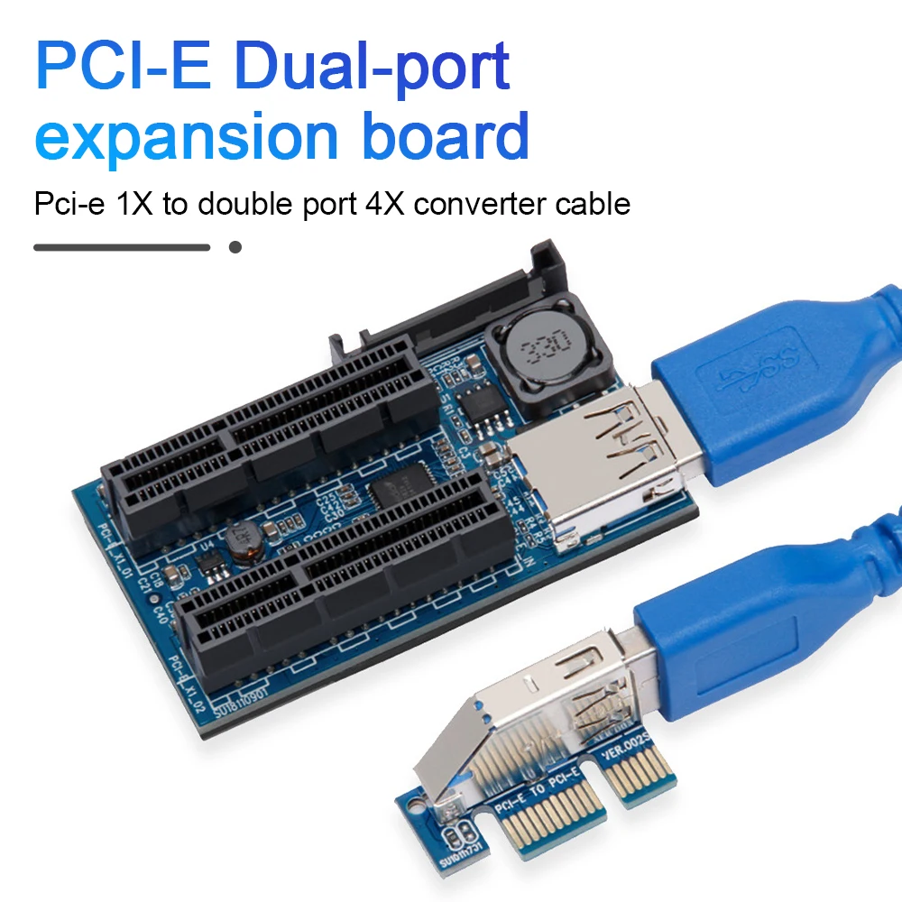 

Переходная плата PCIE X1 на два порта PCI E X4, Расширительная плата, плата расширения PCI Express USB 3,0